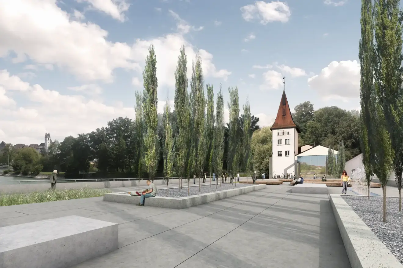 E63 Visualisierung Aussen Nordfassade Flussterrasse