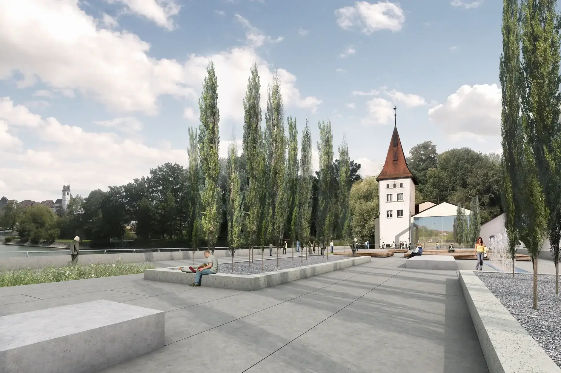 E63 Visualisierung Aussen Nordfassade Flussterrasse