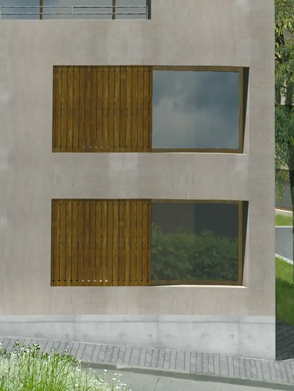 E67 Visualisierung Aussen Detail Westfassade