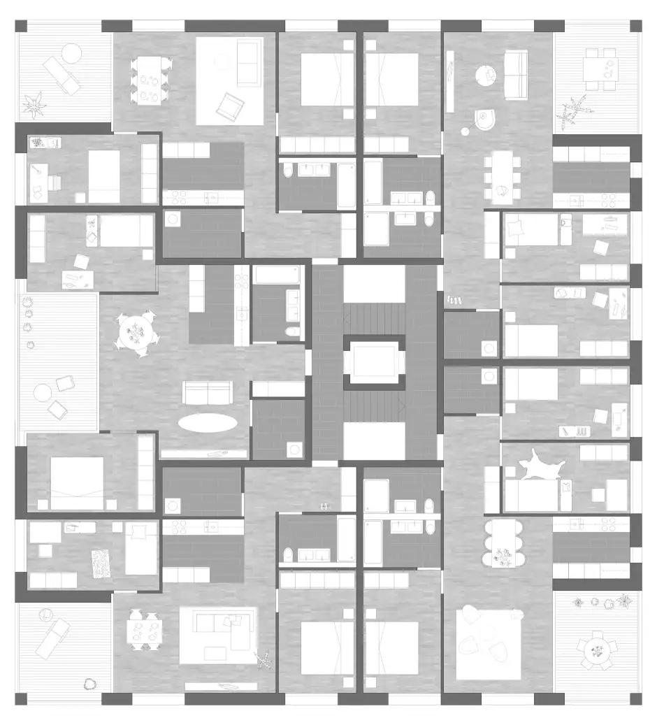 H36 HP Grundriss möbliert Haus A2 Obergeschoss
