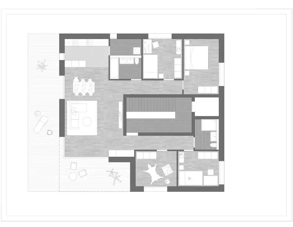 H36 HP Grundriss möbliert Häuser B1 B2 Attika