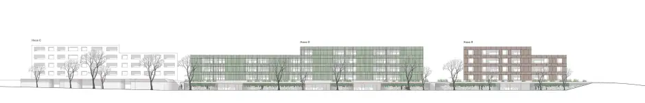 H68 HP Fassade Süd Häuser D und E