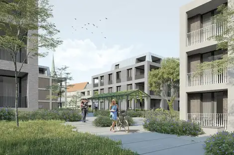 H85 Visualisierung Aussen Innenhof Pergola