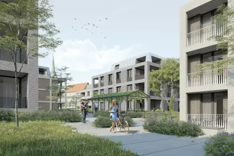 H85 Visualisierung Aussen Innenhof Pergola